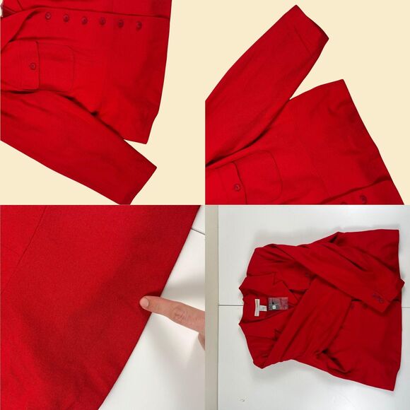 1990s red blazer , size 26 vintage Kathryn Deene rayon jacket, new old stock - Picture 2 of 8